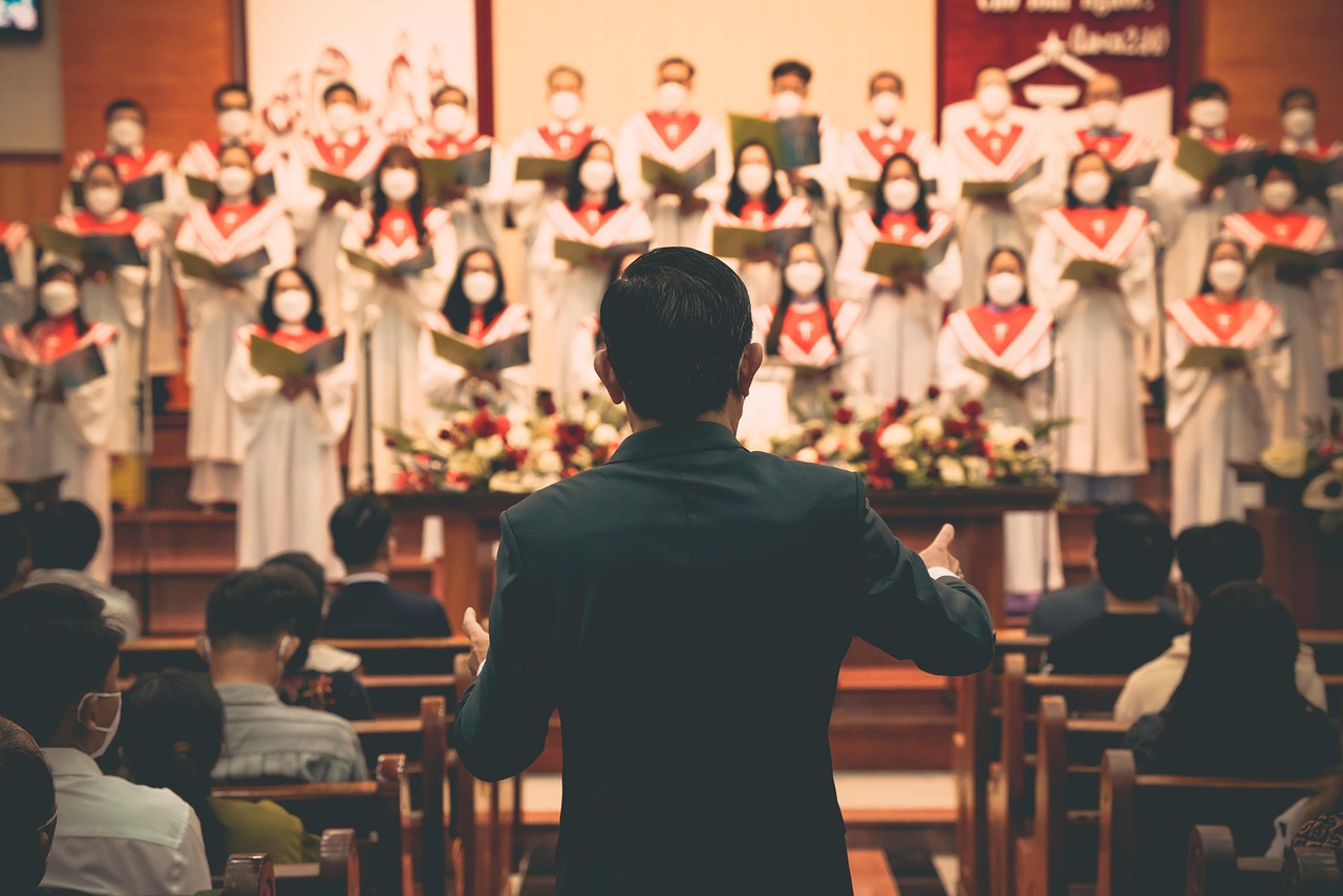 church choir worship congregation singing service faith community